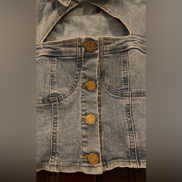 MUY MUY Denim Cropped Shirt Jacket - Picture 3 of 6